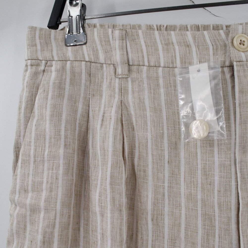 NWT Madewell‎ Pants Womens 12T The Tall Untailored Tapered Striped Linen Pleated